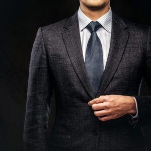 Collections - cropped portrait successful businessman buttoning his elegant suit isolated dark background scaled PJ Paul Jones Men's Casual One Button Suit Blazer Jacket Sport Coat